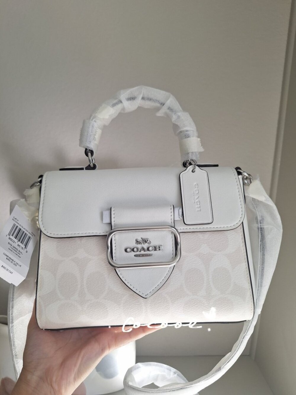 NWT coach Signature Morgan Top Handle Satchel bag chalk glacier white